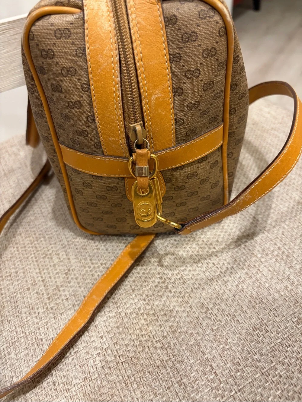 Gucci Tan vintage Micro GG Boston Satchel